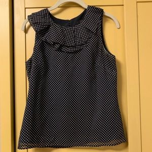 JCrew Navy and white polka dot blouse